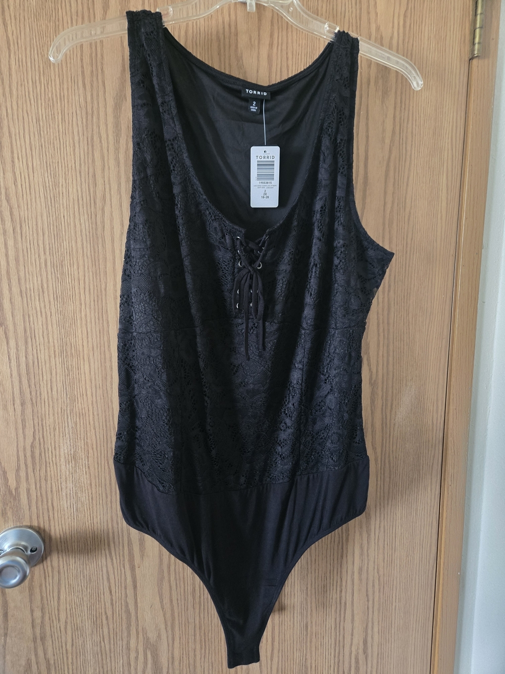 torrid Black Lace-Up Scoop Neck Bodysuit